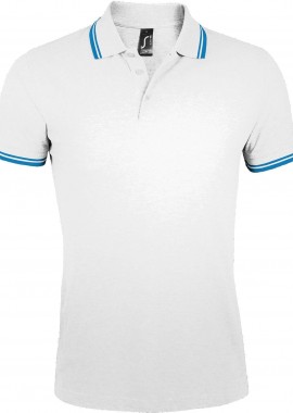 Ανδρικό πόλο πικέ Pasadena Men SOLS 00577 White/Aqua