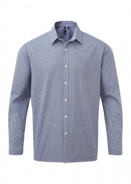 Ανδρικό μακρυμάνικο καρό πουκάμισο PREMIER PR220 Navy/White