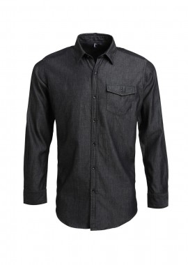 Ανδρικό τζιν μακρυμάνικο πουκάμισο PREMIER PR222 Black Denim