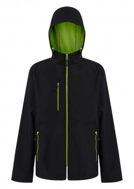 Navigate 2-Layer Hooded Softshell Jacket Regatta Professional TRA705 Black/Lime Green