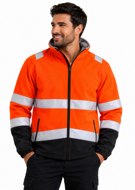 Ανδρικό μπουφάν Softshell με ανακλαστικές ταινίες Result R450X Fluorescent Orange/Black