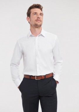 Ανδρικό Μακρυμάνικο Tailored Fit Herringbone Shirt Russell Collection 0R962M0 White