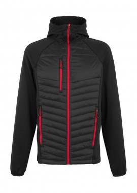 Men’s Navigate Hybrid Hooded Jacket Regatta Professional TRA549 Black/Classic Red