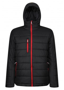 Men’s Navigate Thermal Hooded Jacket Regatta Professional TRA241 Black/Classic Red