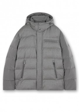ΑΝΔΡΙΚΟ ΜΠΟΥΦΑΝ WOOL AND SILK PUFFER PAUL & SHARK x LORO PIANA ΓΚΡΙ/ΚΑΦΕ