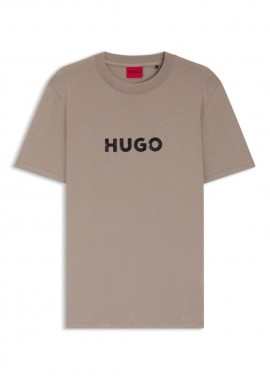ΑΝΔΡΙΚΟ T-SHIRT HUGO DUMEO ΚΟΝΤΟΜΑΝΙΚΟ ΑΝΟΙΧΤΟ ΚΑΦΕ