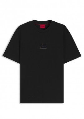 HUGO - ΑΝΔΡΙΚΟ T-SHIRT HUGO DUMEON ΚΟΝΤΟΜΑΝΙΚΟ ΜΑΥΡΟ