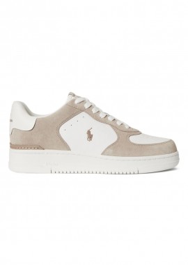 ΑΝΔΡΙΚΑ ΠΑΠΟΥΤΣΙΑ POLO RALPH LAUREN MASTERS CRT SNEAKERS ΔΕΡΜΑ ΜΠΕΖ/ΑΣΠΡΟ