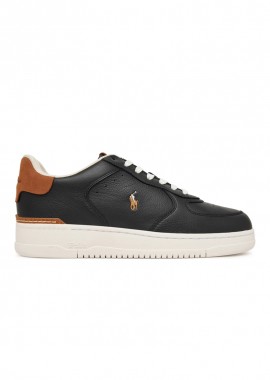 ΑΝΔΡΙΚΑ ΠΑΠΟΥΤΣΙΑ POLO RALPH LAUREN MASTERS CRT SNEAKERS ΔΕΡΜΑ ΜΑΥΡΟ