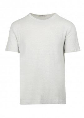 ΑΝΔΡΙΚΟ ΚΟΝΤΟΜΑΝΙΚΟ ΛΙΝΟ T-SHIRT ΜΕ ΛΑΙΜΟΚΟΨΗ CROSSLEY GRIPEN ΚΑΝΟΝΙΚΗ ΓΡΑΜΜΗ ΕΚΡΟΥ