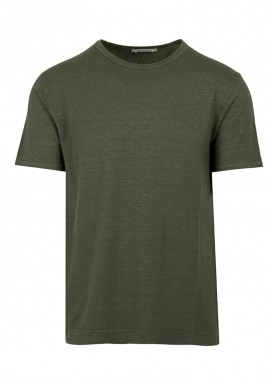 ΑΝΔΡΙΚΟ ΚΟΝΤΟΜΑΝΙΚΟ ΛΙΝΟ T-SHIRT ΜΕ ΛΑΙΜΟΚΟΨΗ CROSSLEY GRIPEN ΚΑΝΟΝΙΚΗ ΓΡΑΜΜΗ ΧΑΚΙ