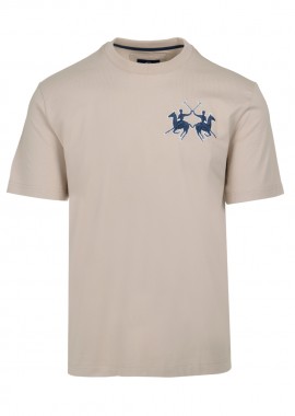 ΑΝΔΡΙΚΟ T-SHIRT LA MARTINA ΚΟΝΤΟΜΑΝΙΚΟ ΜΠΕΖ