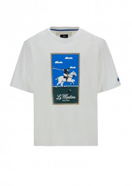 ΑΝΔΡΙΚΟ T-SHIRT LA MARTINA ΚΟΝΤΟΜΑΝΙΚΟ ΜΕ ΤΥΠΩΜΑ ΛΕΥΚΟ