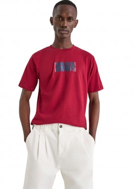 ΑΝΔΡΙΚΟ T-SHIRT NAUTICA ΚΟΝΤΟΜΑΝΙΚΟ ΜΕ ΤΥΠΩΜΑ ΣΚΟΥΡΟ ΚΟΚΚΙΝΟ
