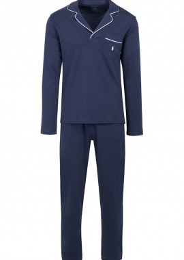 POLO RALPH LAUREN - ΑΝΔΡΙΚΗ ΠΙΤΖΑΜΑ ΜΑΚΡΥΜΑΝΙΚΗ LOUNGE SET ΣΚΟΥΡΟ ΜΠΛΕ