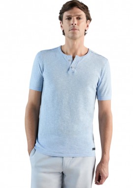 ΑΝΔΡΙΚΟ T-SHIRT IZAC GIDIETTER HENLEY ΓΑΛΑΖΙΟ