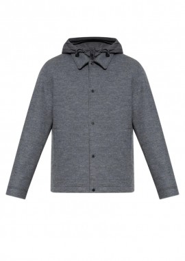 WOOLRICH - ΑΝΔΡΙΚΟ ΜΠΟΥΦΑΝ KNITTED WOOL SHIRT JACKET WOOLRICH ΚΑΝΟΝΙΚΗ ΓΡΑΜΜΗ ΓΚΡΙ