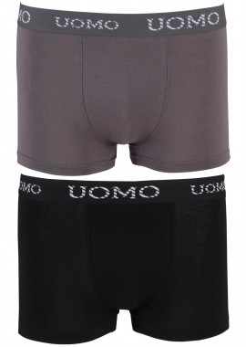 Boxer ανδρικό εξωτερικό λάστιχο 2pack. ΜΑΥΡΟ ΓΚΡΙ