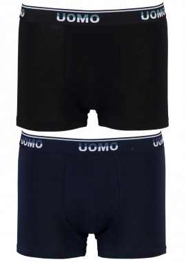 Boxer Uomo cotton με φαρδύ εξωτερικό λάστιχο 2pack. ΜΠΛΕ ΜΑΥΡΟ