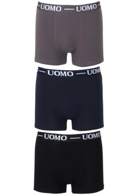Αντρικό boxer Uomo εξωτερικό λάστιχο. Συσκευασία 3pack. ΜΑΥΡΟ ΜΠΛΕ ΓΚΡΙ