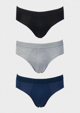 Ανδρικό slip all cotton εξωτερικό λάστιχο.Συσκευασία 3pack. MULTI COLOUR