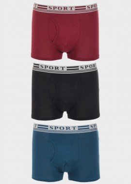 Ανδρικό boxer εξωτερικό λάστιχο logo Sport.Συσκευασία 3pack. MULTI COLOUR