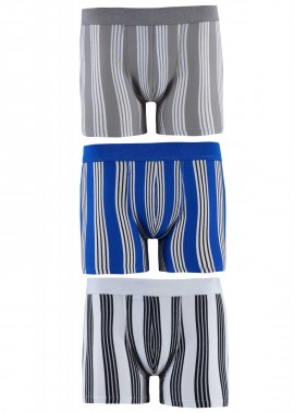 Boxer αντρικό με ρίγα 3 τεμάχια ΛΕΥΚΟ ΡΟΥΑ ΓΚΡΙ