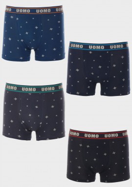 Ανδρικό boxer UOMO εξωτερικό λάστιχο. Συσκευασία 4 τεμαχίων MULTI COLOUR