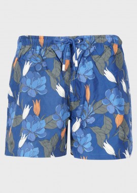 Ανδρικό μαγιο σόρτς τσέπες κορδόνι all print ΜΠΛΕ