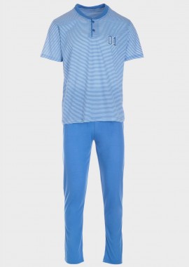 Πιτζάμα ανδρική με ρίγες και μακρύ παντελόνι ΣΙΕΛ