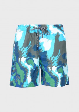 Ανδρικό μαγιό σόρτς τσέπες army print ΜΠΛΕ