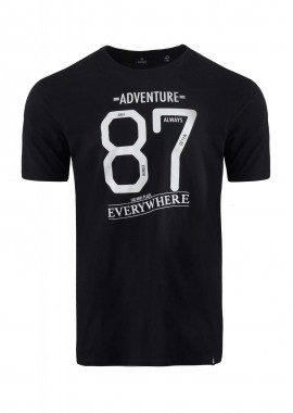 Ανδρικό t-shirt λαιμόκοψη στάμπα Αdventure. Casual Style ΜΑΥΡΟ