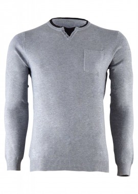 Αντρική μπλούζα με τσεπάκι slim γραμμή. Basic Collection ΓΚΡΙ