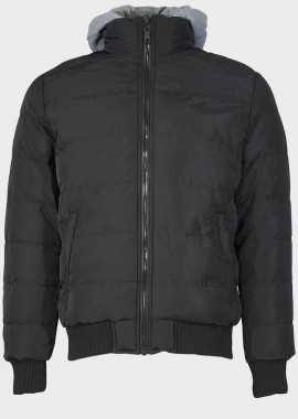 gsecret - Ανδρικό μπουφάν-jacket αποσπώμενη φούτερ κουκούλα. ΜΑΥΡΟ