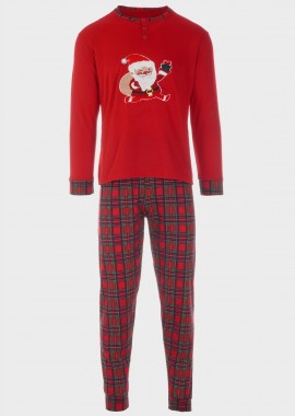 Ανδρική πιτζάμα Santa καρό παντελόνι ΚΟΚΚΙΝΟ