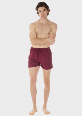 Ανδρικό μαγιό σόρτς μονόχρωμο τσέπες & λάστιχο στη μέση ΜΠΟΡΝΤΩ