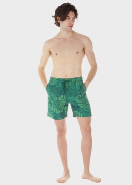 Ανδρικό μαγιό σόρτς all print τσέπες λάστιχο στη μέση ΧΑΚΙ