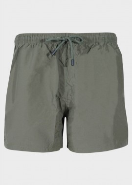 Ανδρικό μαγιό σόρτς μονόχρωμο τσέπες λάστιχο & κορδόνι στη μέση. ΧΑΚΙ
