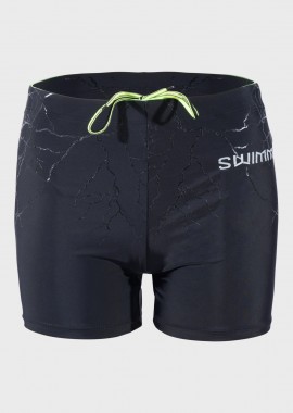 Ανδρικό μαγιό slim fit μονόχρωμο ανάγλυφες λεπτομέρειες ΜΑΥΡΟ