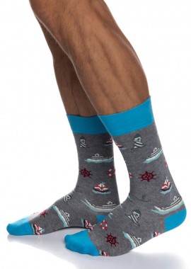 ΑΝΔΡΙΚΗ ΒΑΜΒΑΚΕΡΗ ΚΑΛΤΣΑ ΙΝΙΖΙΟ ΣΧΕΔΙΟ ΚΑΡΑΒΙΑ ΚΑΙ ΦΑΡΟ 4195-04-2 ΓΚΡΙ