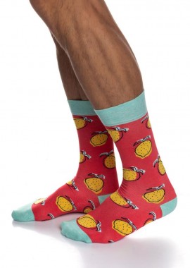 ΑΝΔΡΙΚΗ ΒΑΜΒΑΚΕΡΗ ΚΑΛΤΣΑ ΙΝΙΖΙΟ ΣΧΕΔΙΟ ΛΕΜΟΝΙΑ 4195-02-3 ΚΟΚΚΙΝΟ