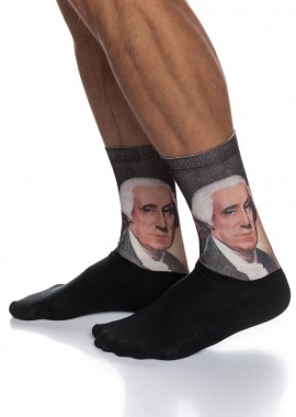 ΑΝΔΡΙΚΗ ΒΑΜΒΑΚΕΡΗ ΚΑΛΤΣΑ ΙΝΙΖΙΟ ΜΕ ΤΥΠΩΜΕΝΟ ΣΧΕΔΙΟ ΠΟΡΤΡΕΤΟ ΤΟΥ ΤΖΟΡΤΖ ΟΥΑΣΙΝΓΚΤΟΝ 4193-01 ΜΑΥΡΟ