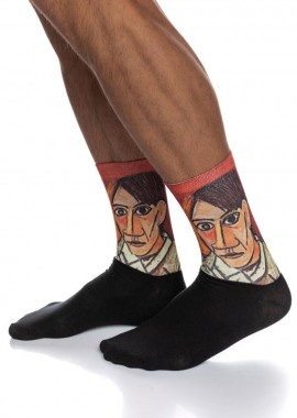 ΑΝΔΡΙΚΗ ΒΑΜΒΑΚΕΡΗ ΚΑΛΤΣΑ ΙΝΙΖΙΟ ΜΕ ΤΥΠΩΜΕΝΟ ΣΧΕΔΙΟ ΠΙΚΑΣΟ 4193-06 ΜΑΥΡΟ/ΠΟΡΤΟΚΑΛΙ