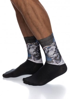 ΑΝΔΡΙΚΗ ΒΑΜΒΑΚΕΡΗ ΚΑΛΤΣΑ ΙΝΙΖΙΟ ΜΕ ΤΥΠΩΜΕΝΟ ΣΧΕΔΙΟ ΑΓΑΛΜΑ ΤΟΥ ΔΙΑ 4193-07 ΜΑΥΡΟ/ΛΕΥΚΟ