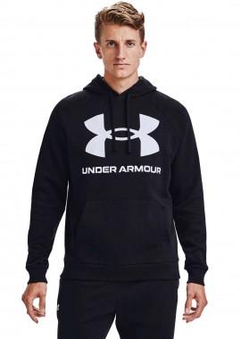 UNDER ARMOUR - UNDER ARMOUR RIVAL FLEECE BIG LOGO HOODIE ΜΑΥΡΟ