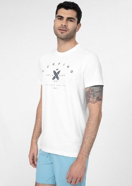 4F MEN'S REGULAR SURFING PRINTED T-SHIRT ΑΣΠΡΟ