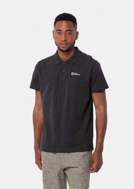 JACK WOLFSKIN ESSENTIAL POLO T-SHIRT ΜΑΥΡΟ