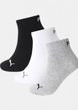 PUMA UNISEX QUARTER PLAΙΝ 3PAIR SOCKS ΠΟΛΥΧΡΩΜΟ