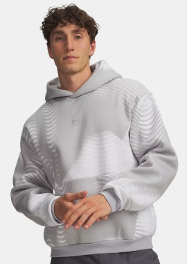 UNDER ARMOUR - UNDER ARMOUR ICON FLEECE PRINTED HOODIE ΓΚΡΙ