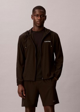 CALVIN KLEIN PERFORMANCE - CALVIN KLEIN WATER-REPELLENT HOODED WINDBREAKER JACKET ΜΑΥΡΟ